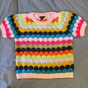 Unique Vintage J.NNA Multicolor Fish Scale sweater.  NWOT, never worn. Small.